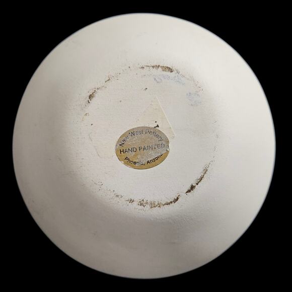 New West Pottery Double Spout Vase Southwest Desert Scene Hand Painted AZ - Picture 7 of 8